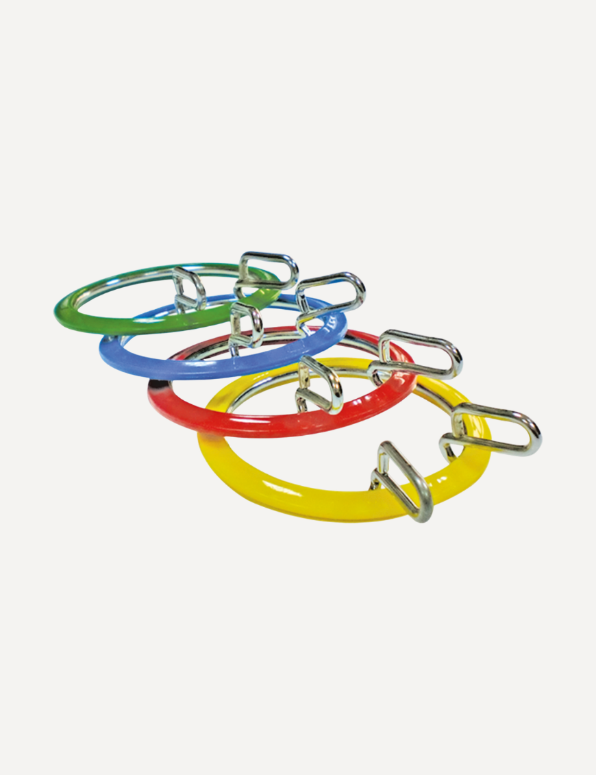 Nurge spring tension embroidery hoop with plastic outer ring and metal inner frame, available in sizes 5.8–19.5 cm in random colors.