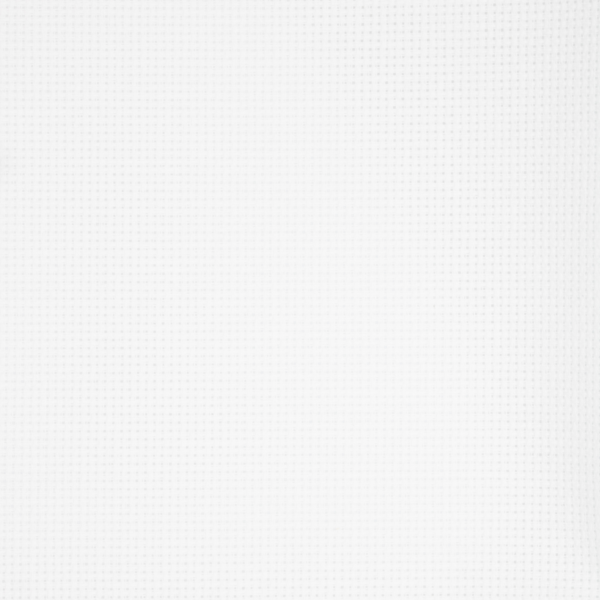 Close-up of Zweigart 14 count white Aida fabric showing the fine evenweave grid.