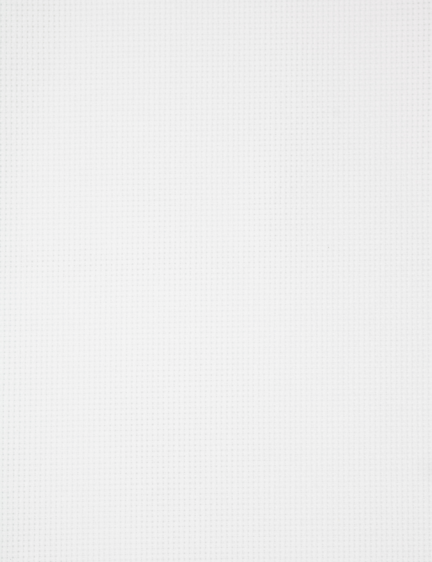 Close-up of Zweigart 15 count white Aida fabric showing the fine, detailed evenweave grid.