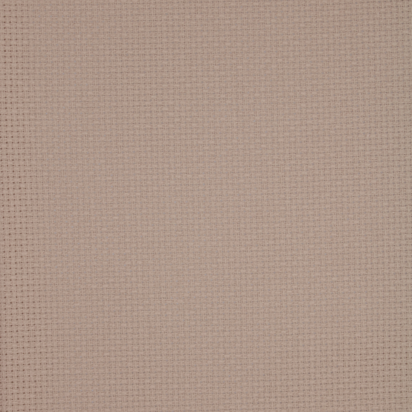 Close-up of Zweigart 15 count Nougat Aida fabric showcasing its intermediate evenweave grid and warm, earthy taupe-brown color.