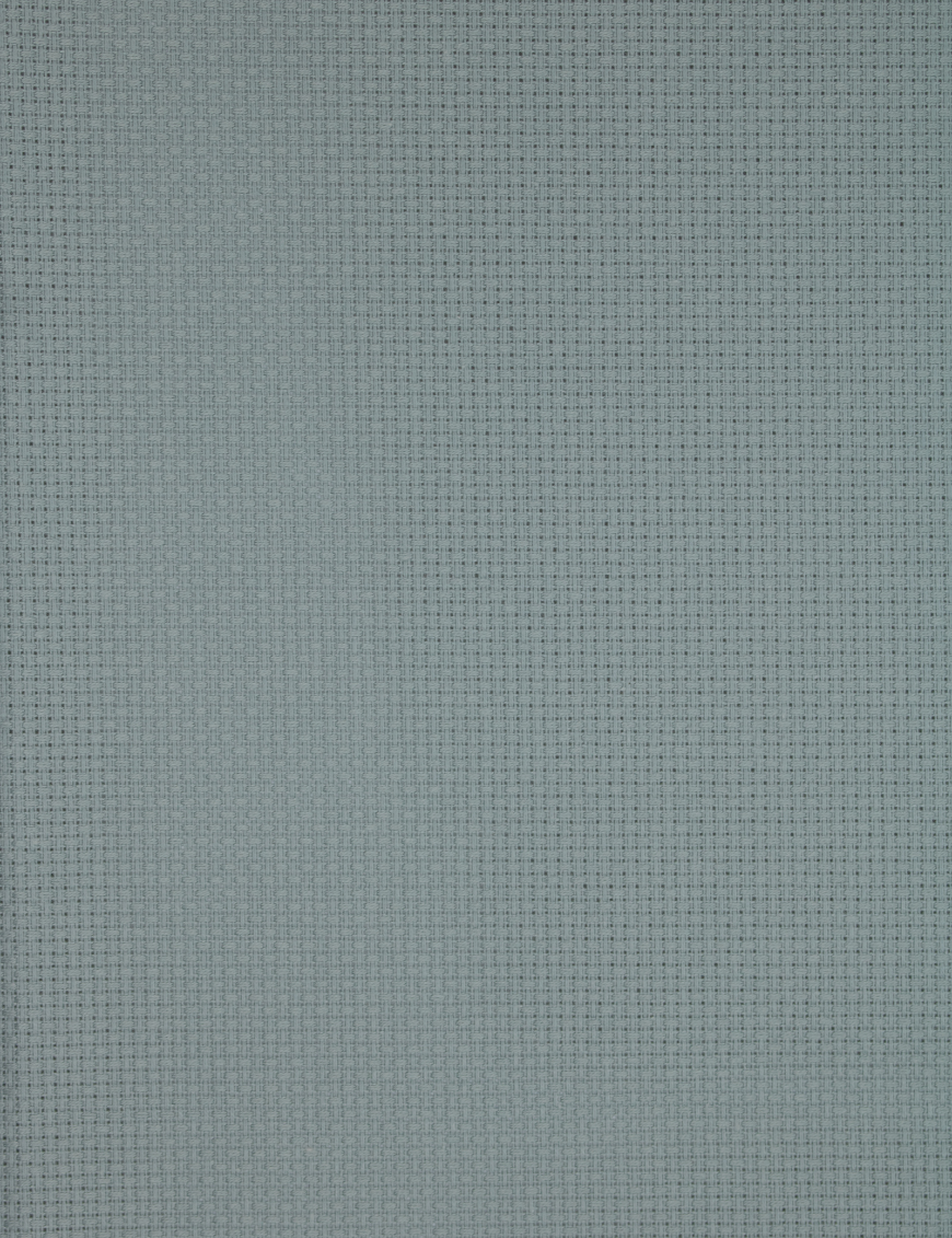 Close-up of Zweigart 14 count Misty Blue Aida fabric showcasing its standard evenweave grid and soft, atmospheric light blue color.
