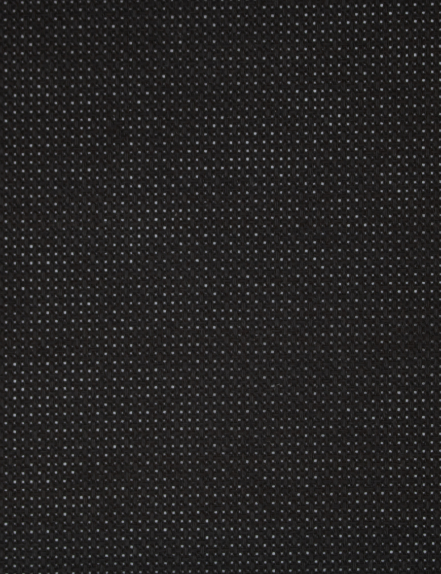 Close-up of Zweigart 14 count black Aida fabric showcasing its standard evenweave grid and rich dark background.