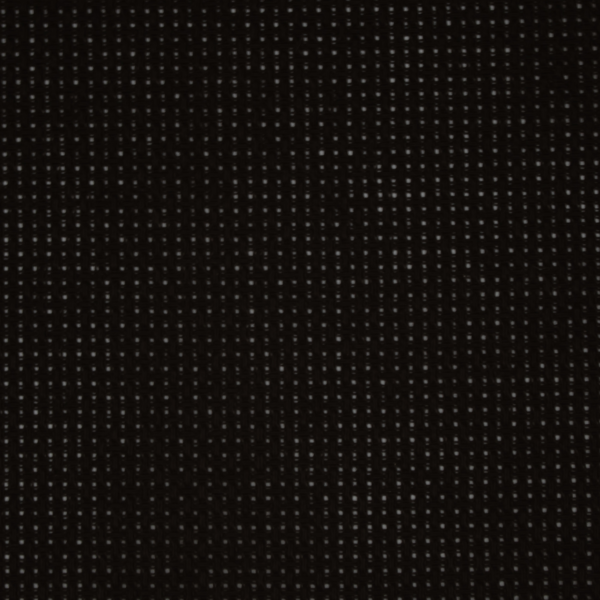 Close-up of Zweigart 10 count black Aida fabric showcasing its distinct, easy-to-stitch evenweave grid and deep black color.