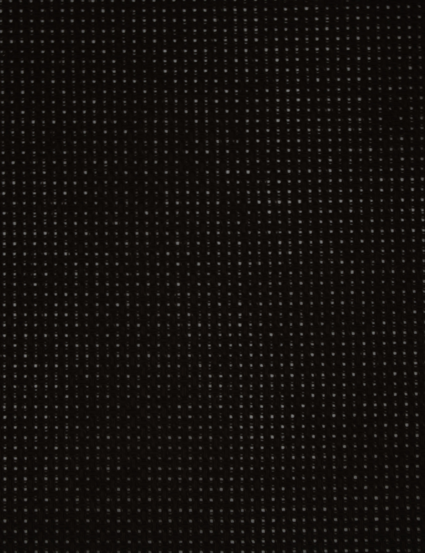 Close-up of Zweigart 10 count black Aida fabric showcasing its distinct, easy-to-stitch evenweave grid and deep black color.